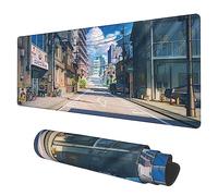 KOAIWPAE Desk Mat, Anime Summer Street Scenery Extended Gaming Mouse Pad Large, 31.5"x11.8" Big Mouse Pad with Non-Slip Base and Stitched Edge, Long Computer Keyboard Mouse Mat for Home Office Work