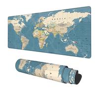 KOAIWPAE Desk Mat, Blue Vintage World Map Extended Gaming Mouse Pad Large, 31.5"x11.8" Big Mouse Pad with Non-Slip Base and Stitched Edge, Long Computer Keyboard Mouse Mat for Home Office Work