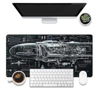 KOAIWPAE Large Gaming Mouse Pad for Desk, Spaceship Detailed Blueprint Desk Mat, Spacecraft Assembly Diagram Desk Pad, 31.5"x15.7" Extended Big Keyboard Mouse Pad with Non-Slip Base and Stitched Edge