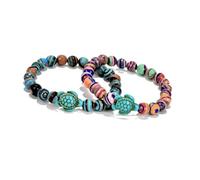 KoaKoa Sparkle Sea Turtle Tracking Bracelets - 2-Pack - Aqua & Purple - Stretch Bracelet Set - Track a Real Sea Turtle & Support Conservation