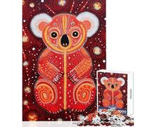 Koala Aboriginal Dot Paint Jigsaw Puzzles 1000 Pieces for Teenagers Relaxing Quiet Leisure Fun Relaxing Soothing Indoor Play (38X26cm)