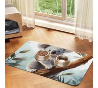 Koala and Butterfly Dog Food Mats for Floors, 12x18 Inch Non-Slip Super Absorbent Pet Food Mat, Dishwasher Dog Mat for Food and Water, Cute Rubber Quick Dry Pet Feeding Mat for Dogs Puppy Cats