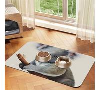 Koala and Butterfly Pet Feeding Mat Absorbent Pu Leather Dog Cat Food Mats Contain Spills Protects Floors, Anti-Slip Rubber Backing Dog Bowl Mats Easy Clean Pet Placemats 40x60cm