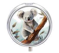 Koala and Butterfly Pill Box Round Portable Small Pill Case Waterproof Travel Pill Box Organizer for Pocket Purse and Daily Convenience