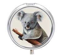 Koala and Butterfly Pill Box Small Round Pill Case Portable Travel Pill Container Multi-Functional Moisture Proof Metal Medicine Pill Organizer Box for Vitamins Fish Oil