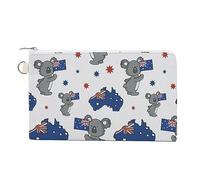 Koala And Map of Australia Small Canvas Coin Purse Cute Full Zip Wallet Multi-use Coin Pouch Handbag