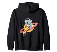 Koala Astronaut Riding A Pizza Slice Through Space Zip Hoodie