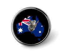 Koala Australia Flag Map Round Brooch Pin Button Lapel Tie Badge Hat Clothes Accessories for Men Women