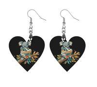 Koala Bear And Books Novelty Women's Dangle Earrings Fashion Printed Wood Earring Drop Pendants Jewelry