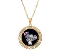 Koala Bear Australian Flag Personalized Picture Pendant Necklace Customized Memorial Jewelry for Women