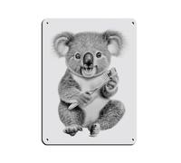 Koala Bear Bathroom Art Brushing Teeth Retro Poster Metal Tin Sign Chic Art Retro Iron Painting Bar People Cave Cafe Family Garage Poster Wall Decoration 12x16inch(30x40cm)
