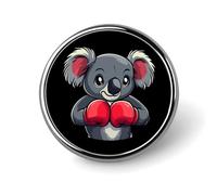 Koala Bear Boxing Gloves Round Brooch Pins Badge Printed Button Tie Lapel Backpack Pin Decoration for Women Men