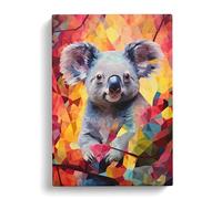 Koala Bear Colour Field Art Canvas Print | Gallery Wrapped 30mm Frame Wall Art | 30x20 inches | Ready to Hang | Contemporary Animals Picture | Living Room Bedroom Lounge Office