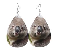 Koala Bear Earrings for Women Leather Teardrop Earrings Double Sided Lightweight Ear Accessories Fashion Jewelry Birthday Gift