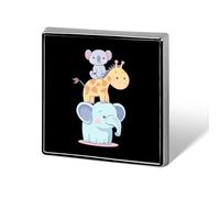 Koala Bear Giraffes And Elephant Metal Brooches Square 1" Badge Decorative Lapel Pins Clothing Backpack Accessory Gift
