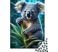 Koala Bear Glow Jigsaw Puzzle 1000 Pieces Recycled Paper for Adults Fantasy Jungle ArtPuzzle Impossible Hard Challenging Home Activity Fun Present & Activity 52x38cm/1000pcs