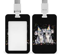Koala Bear Happy Birthday ID Badge Holder Name Card Holders Photocard Case with Lanyard for Teacher Nurse Office