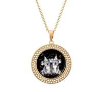 Koala Bear Happy Birthday Round Pendant Necklaces for Women Alloy Rhinestone Jewelry Custom Picture Necklace