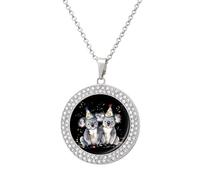 Koala Bear Happy Birthday Round Pendant Necklaces for Women Alloy Rhinestone Jewelry Custom Picture Necklace