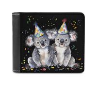 Koala Bear Happy Birthday Slim Wallet Bifold Credit Card Holder Case PU Pouch Purse for Men Women
