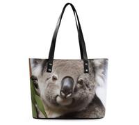 Koala Bear Leather Tote Bag for Women Work Shoulder Purses with Zipper Waterproof Large Computer Shoulder Bag Fashion Ladies Shoulder Handbag Reusable Shopping Bags