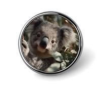 Koala Bear Novelty Brooches & Pins Round Personalised Metal Lapel Badge With Butterfly Clutch Clasp