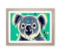 Koala Bear Paint Splash Abstract H1022 BLK Framed Print for Living Room Bedroom Home Office Décor, Wall Art Picture Ready to Hang, Oak A2 Frame (64 x 46 cm)