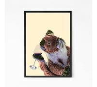 Koala Bear Poster, Yellow Pastel, Australia, Colourful Animal Wall Art, Quirky Nature Print, Fun Red Wine, Jungle Safari Animal, Home Decor A3 or A4 Print Only, Unframed (A3)