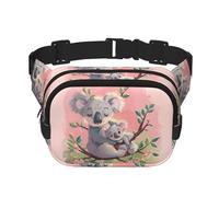 Koala Bear print Fanny Pack Waist Packs with Extender for Men Women, Waist Bag Hip Pack with Zipper Pockets, Black, One Size