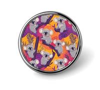 Koala Bear Round Brooch Pin Button Lapel Tie Badge Hat Clothes Accessories for Men Women