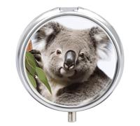 Koala Bear Round Pill Box 3 Compartment Medicine Pill Organizer with Mirror Travel Small Pill Case Cute Vitamin Organizer Portable Daily Pill Container for Pocket Purse