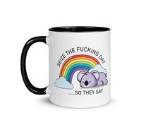 Koala Bear Seize The Fucking Day Ceramic Mug, Funny Gift for Loved Ones, Birthday, Office Gift, Christmas, Thanksgiving, Funny Rude Gift Coffee Mug for Any Occasion Present