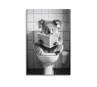 Koala Bear Sitting on The Toilet Reading A Newspaper_ Funny Bathroom Humor_ Wall Decor_ Funny Animal Print_ Home S_ Ai Art-1_3 Poster Decorative Painting Canvas Wall And Art Picture Print Modern Famil