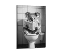 Koala Bear Sitting on The Toilet Reading A Newspaper_ Funny Bathroom Humor_ Wall Decor_ Funny Animal Print_ Home S_ Ai Art-1_3 Poster Decorative Painting Canvas Wall And Art Picture Print Modern Famil