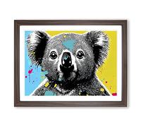 Koala Bear Splashed Vol.1 Abstract H1022 BLK Framed Print for Living Room Bedroom Home Office Décor, Wall Art Picture Ready to Hang, Walnut A2 Frame (64 x 46 cm)