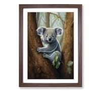 Koala Bear Symbolism No.2 Framed Print | A2 Walnut Framed Wall Art | Ready to Hang | Modern Animal Picture | Living Room Bedroom Lounge Office