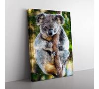 Koala Bear Vol.1 Painting Modern Canvas Wall Art Print Ready to Hang, Framed Picture for Living Room Bedroom Home Office Décor, 50x35 cm (20x14 Inch)