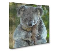Koala Bear Vol.1 Painting Modern Canvas Wall Art Print Ready to Hang, Framed Picture for Living Room Bedroom Home Office Décor, 20x20 Inch (50x50 cm)