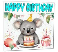 Koala Birthday Card - Cute Animal Koala Bear Birthday Card 145 x 145mm