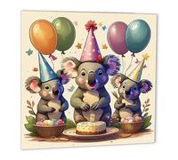 Koala Birthday Card Cute Koala Bears Greeting Card 147mm x 147mm