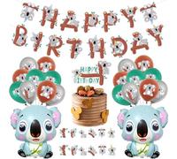 Koala Birthday Party Decorations Supplies KoalaBear Theme Baby Shower Birthday Decorations with Happy Birthday Banner, CakeTopper, Cupcake Toppers and Balloons for Kids Jungle Animal Party