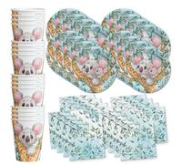Koala Birthday Party Supplies - Koala Bear Baby Shower - 1st Birthday Party | Tableware Set Includes Plates, Napkins and Cups | Kit for 16 Multicolor