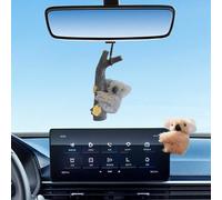 Koala Car Hanging Ornament, Rear View Mirror Hanging Accessories, Mini Koala Figures for Decor, Car Decorations Interior, Funny Dashboard Accessories, Gift for Women, Men, Grey, Khaki