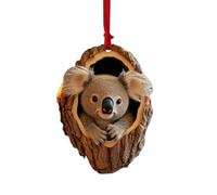 Koala Christmas Ornament, Animal in Tree Hole Christmas Hanging Ornament, Acrylic Animal Pattern Christmas Ornament Pendant for Bags, Christmas Tree, Car Rearview