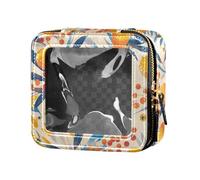 Koala Cute Baby Leather Clear Make Up Bag Transparent Storage Bags Cosmetic Case for Women, Floral Pattern Orange Fruits, One Size