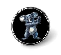 Koala Dancing Cute Novelty Brooches & Pins Round Personalised Metal Lapel Badge With Butterfly Clutch Clasp