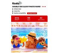 KOALA Double Sided Glossy Inkjet Photo Paper A3, 240gsm, 100 Sheets for Inkjet Printers. Suitable for Printing Photos, Brochures, Covers, Certificates, Booklets, Flyers, Leaflets, Cards, Calendars