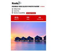 KOALA Double Sided Glossy Inkjet Photo Paper A4, 180gsm, 100 Sheets for Inkjet Printers. Suitable for Printing Photos, Brochures, Covers, Certificates, Booklets, Flyers, Leaflets, Cards, Calendars