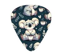 Koala-Drinking-Tea 12 Pack Guitar Picks With 3 Thicknesses And Storage Box, Abs Plectrums For Electric Bass Guitar Players