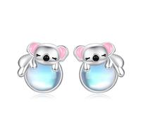 Koala Earrings 925 Sterling Silver Cute Animal Stud Earrings Hypoallergenic Moonstone Earrings Koala Bear Gifts for Women Girls